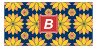 Thumbnail for Personalized Flower Burst Beach Towel - Landscape - Blue and Orange - Square Nameplate - Front View