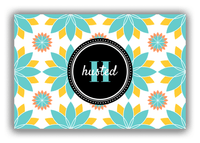 Thumbnail for Personalized Flower Burst Canvas Wrap & Photo Print - Teal with Circle Nameplate - Front View