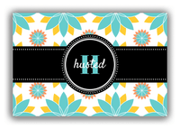 Thumbnail for Personalized Flower Burst Canvas Wrap & Photo Print - Teal with Circle Ribbon Nameplate - Front View