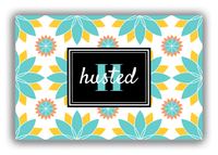 Thumbnail for Personalized Flower Burst Canvas Wrap & Photo Print - Teal with Rectangle Nameplate - Front View