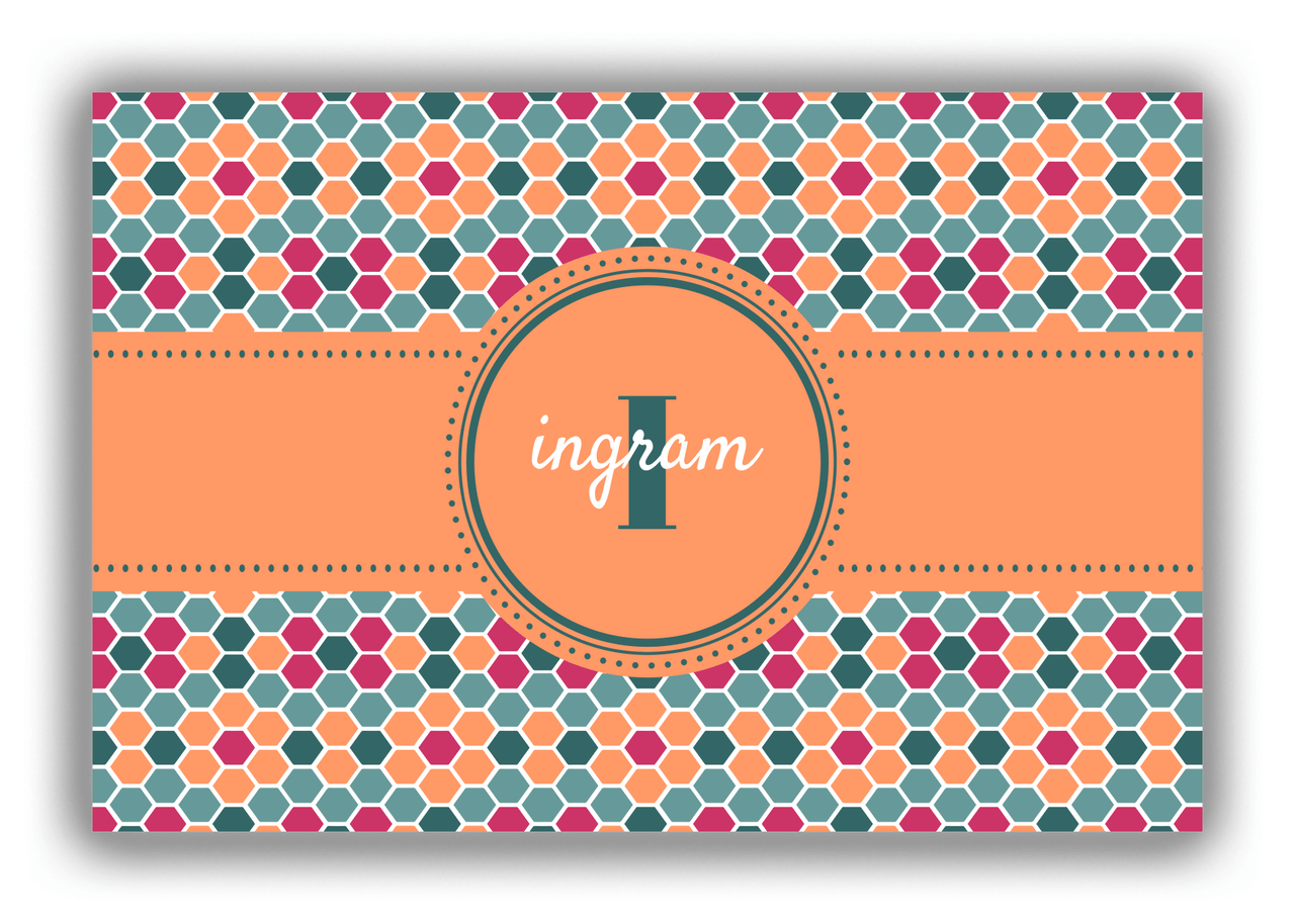 Personalized Flower Comb Canvas Wrap & Photo Print - Orange with Circle Ribbon Nameplate - Front View