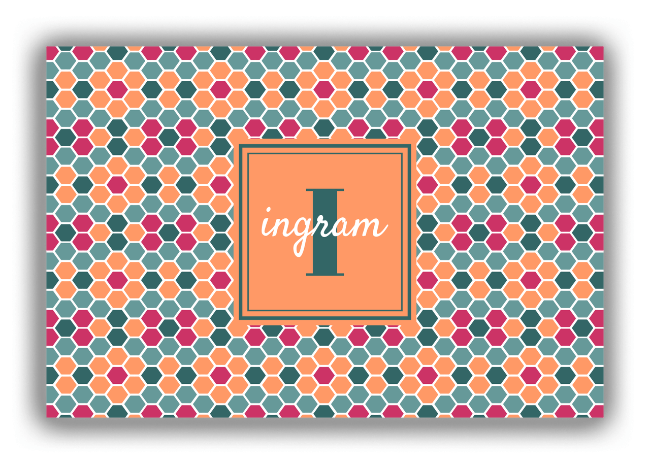 Personalized Flower Comb Canvas Wrap & Photo Print - Orange with Square Nameplate - Front View