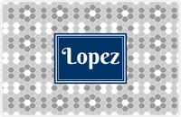 Thumbnail for Personalized Flower Comb Placemat - Grey and White - Navy Rectangle Frame -  View
