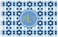 Thumbnail for Personalized Flower Comb Placemat - Navy and Light Blue - Glacier Circle Frame -  View