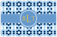 Thumbnail for Personalized Flower Comb Placemat - Navy and Light Blue - Glacier Circle Frame With Ribbon -  View