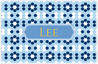 Thumbnail for Personalized Flower Comb Placemat - Navy and Light Blue - Glacier Decorative Rectangle Frame -  View