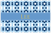 Thumbnail for Personalized Flower Comb Placemat - Navy and Light Blue - Glacier Ribbon Frame -  View