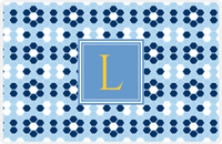 Thumbnail for Personalized Flower Comb Placemat - Navy and Light Blue - Glacier Square Frame -  View