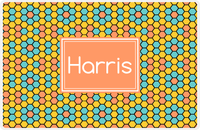 Thumbnail for Personalized Flower Comb Placemat - Viking Blue and Mustard - Tangerine Rectangle Frame -  View