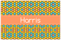 Thumbnail for Personalized Flower Comb Placemat - Viking Blue and Mustard - Tangerine Ribbon Frame -  View
