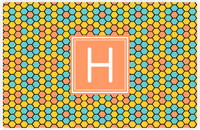 Thumbnail for Personalized Flower Comb Placemat - Viking Blue and Mustard - Tangerine Square Frame -  View
