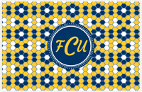 Thumbnail for Personalized Flower Comb Placemat - Navy and Mustard - Navy Circle Frame -  View