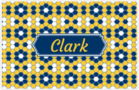 Thumbnail for Personalized Flower Comb Placemat - Navy and Mustard - Navy Decorative Rectangle Frame -  View