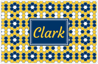 Thumbnail for Personalized Flower Comb Placemat - Navy and Mustard - Navy Rectangle Frame -  View