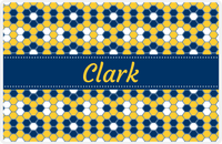 Thumbnail for Personalized Flower Comb Placemat - Navy and Mustard - Navy Ribbon Frame -  View
