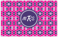 Thumbnail for Personalized Flower Comb Placemat - Hot Pink and White - Indigo Circle Frame -  View