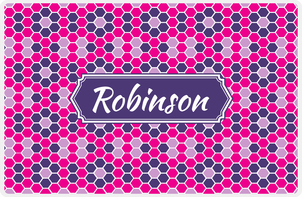 Personalized Flower Comb Placemat - Hot Pink and White - Indigo Decorative Rectangle Frame -  View