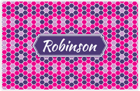 Thumbnail for Personalized Flower Comb Placemat - Hot Pink and White - Indigo Decorative Rectangle Frame -  View