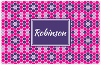 Thumbnail for Personalized Flower Comb Placemat - Hot Pink and White - Indigo Rectangle Frame -  View