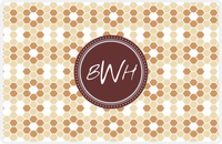 Thumbnail for Personalized Flower Comb Placemat - Light Brown and Champagne - Brown Circle Frame -  View