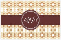 Thumbnail for Personalized Flower Comb Placemat - Light Brown and Champagne - Brown Circle Frame With Ribbon -  View