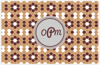 Thumbnail for Personalized Flower Comb Placemat - Brown and White - Light Grey Circle Frame -  View