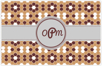 Thumbnail for Personalized Flower Comb Placemat - Brown and White - Light Grey Circle Frame With Ribbon -  View