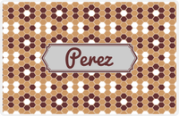 Thumbnail for Personalized Flower Comb Placemat - Brown and White - Light Grey Decorative Rectangle Frame -  View