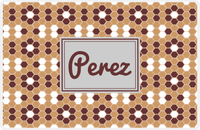 Thumbnail for Personalized Flower Comb Placemat - Brown and White - Light Grey Rectangle Frame -  View