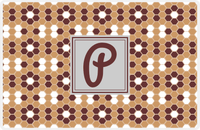 Thumbnail for Personalized Flower Comb Placemat - Brown and White - Light Grey Square Frame -  View