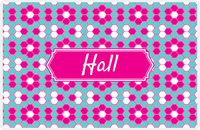Thumbnail for Personalized Flower Comb Placemat - Viking Blue and White - Hot Pink Decorative Rectangle Frame -  View