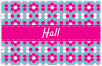 Thumbnail for Personalized Flower Comb Placemat - Viking Blue and White - Hot Pink Ribbon Frame -  View