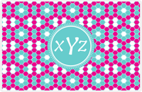Thumbnail for Personalized Flower Comb Placemat - Hot Pink and White - Viking Blue Circle Frame -  View