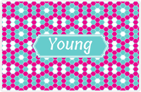 Thumbnail for Personalized Flower Comb Placemat - Hot Pink and White - Viking Blue Decorative Rectangle Frame -  View