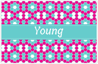 Thumbnail for Personalized Flower Comb Placemat - Hot Pink and White - Viking Blue Ribbon Frame -  View