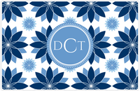 Thumbnail for Personalized Flower Burst Placemat - Navy and Light Blue - Glacier Circle Frame -  View
