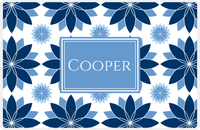 Thumbnail for Personalized Flower Burst Placemat - Navy and Light Blue - Glacier Rectangle Frame -  View