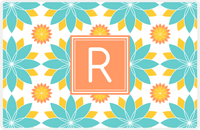 Thumbnail for Personalized Flower Burst Placemat - Viking Blue and Mustard - Tangerine Square Frame -  View