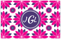 Thumbnail for Personalized Flower Burst Placemat - Hot Pink and White - Indigo Circle Frame -  View