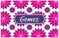Thumbnail for Personalized Flower Burst Placemat - Hot Pink and White - Indigo Decorative Rectangle Frame -  View