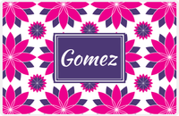 Thumbnail for Personalized Flower Burst Placemat - Hot Pink and White - Indigo Rectangle Frame -  View