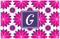 Thumbnail for Personalized Flower Burst Placemat - Hot Pink and White - Indigo Square Frame -  View