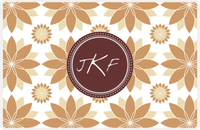 Thumbnail for Personalized Flower Burst Placemat - Light Brown and Champagne - Brown Circle Frame -  View