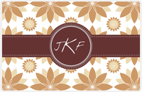 Thumbnail for Personalized Flower Burst Placemat - Light Brown and Champagne - Brown Circle Frame with Ribbon -  View