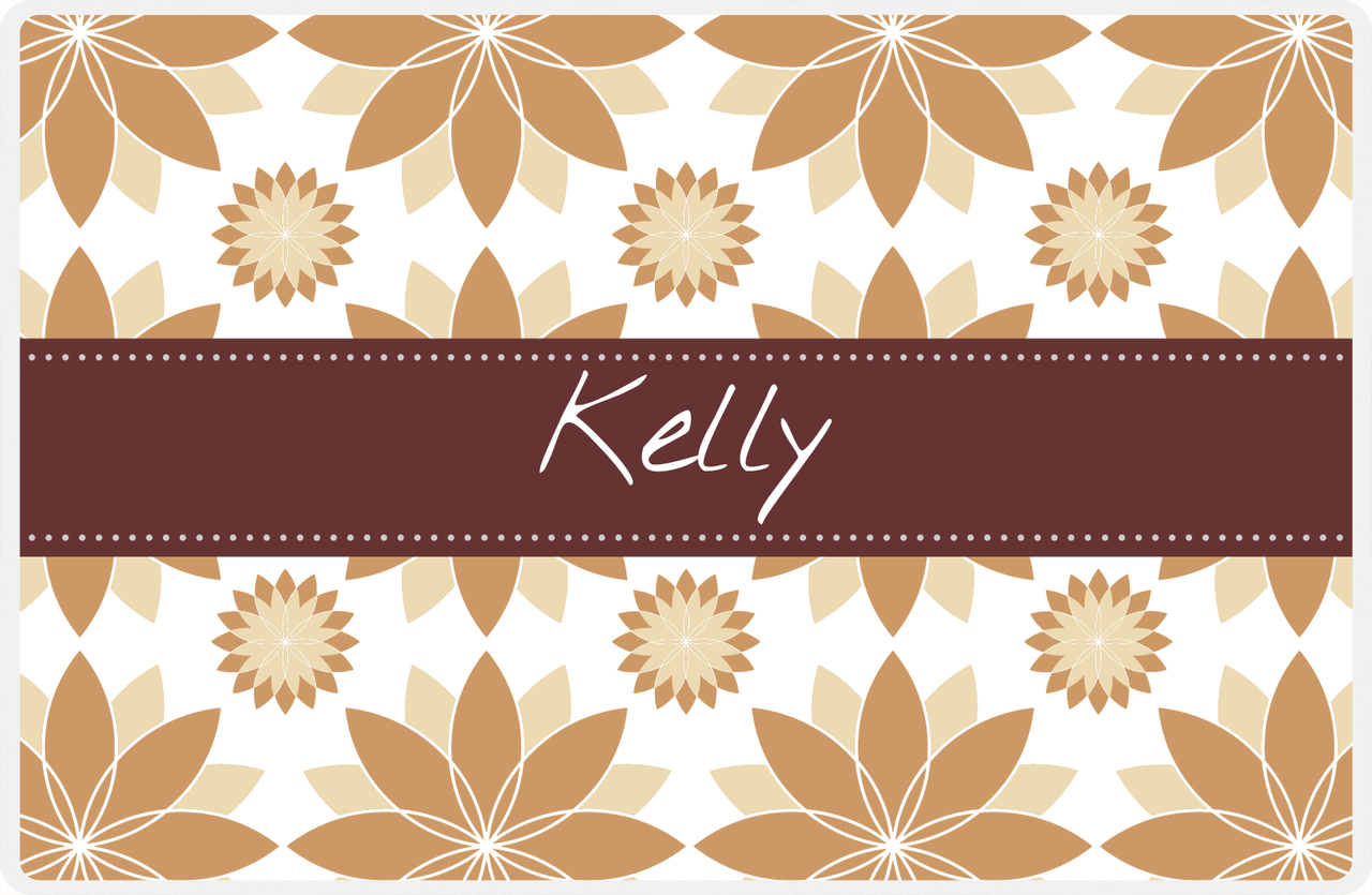 Personalized Flower Burst Placemat - Light Brown and Champagne - Brown Ribbon Frame -  View