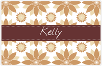 Thumbnail for Personalized Flower Burst Placemat - Light Brown and Champagne - Brown Ribbon Frame -  View