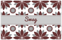 Thumbnail for Personalized Flower Burst Placemat - Brown and Grey - Light Grey Ribbon Frame -  View