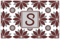 Thumbnail for Personalized Flower Burst Placemat - Brown and Grey - Light Grey Square Frame -  View
