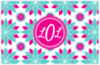 Thumbnail for Personalized Flower Burst Placemat - Viking Blue and White - Hot Pink Circle Frame -  View
