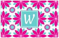 Thumbnail for Personalized Flower Burst Placemat - Hot Pink and White - Viking Blue Square Frame -  View
